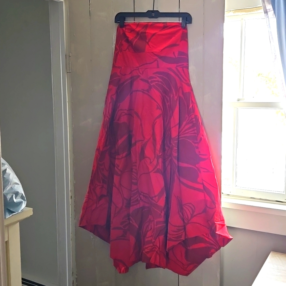 Banana Republic Red Asymmetrical Hem Maxi Dress